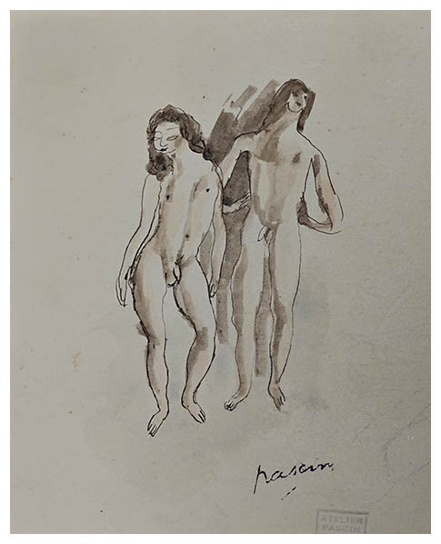 Deux ephbes, a drawing by Jules PASCIN